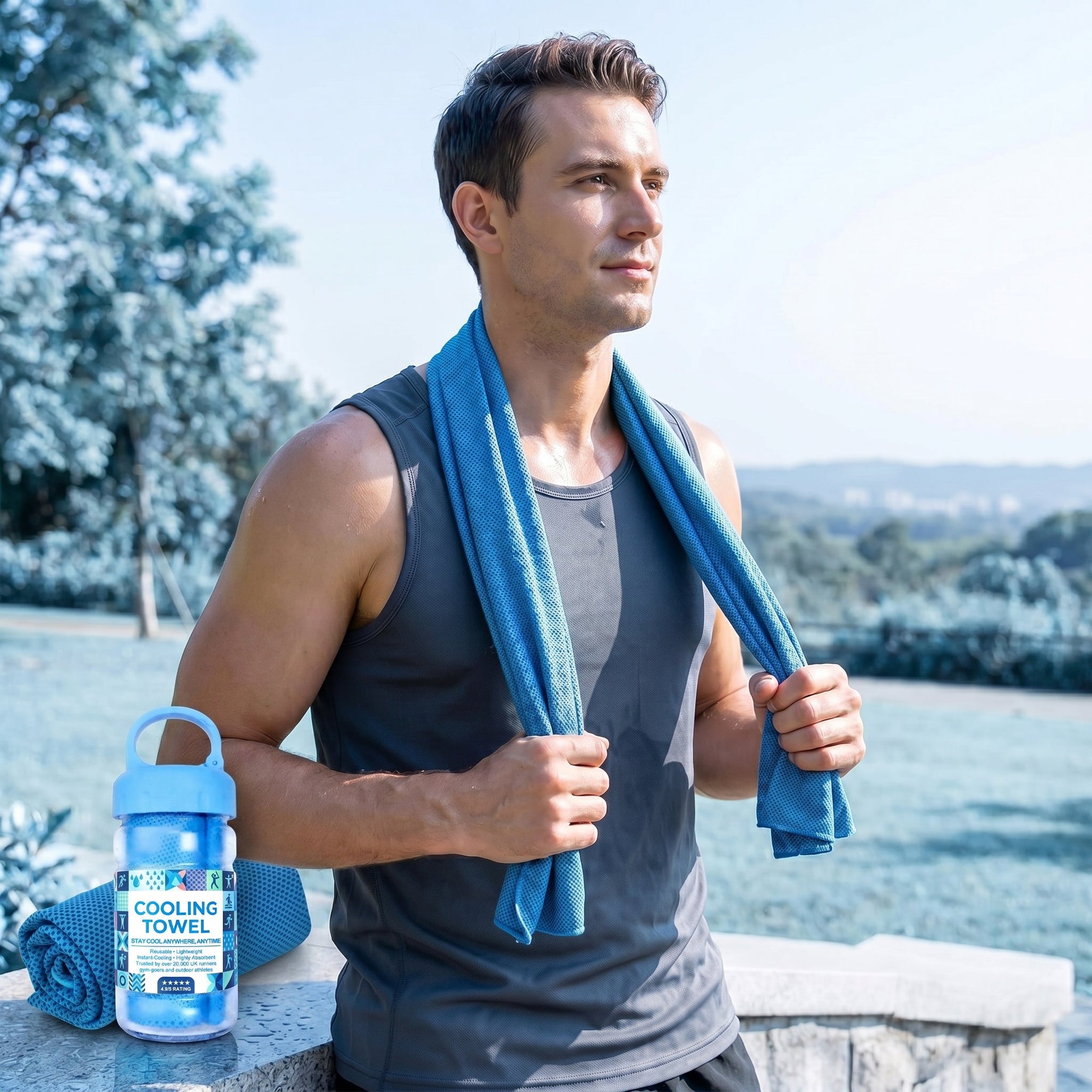 Cold Sweat Kühltuch mit Reiseflasche für die Sommerhitze