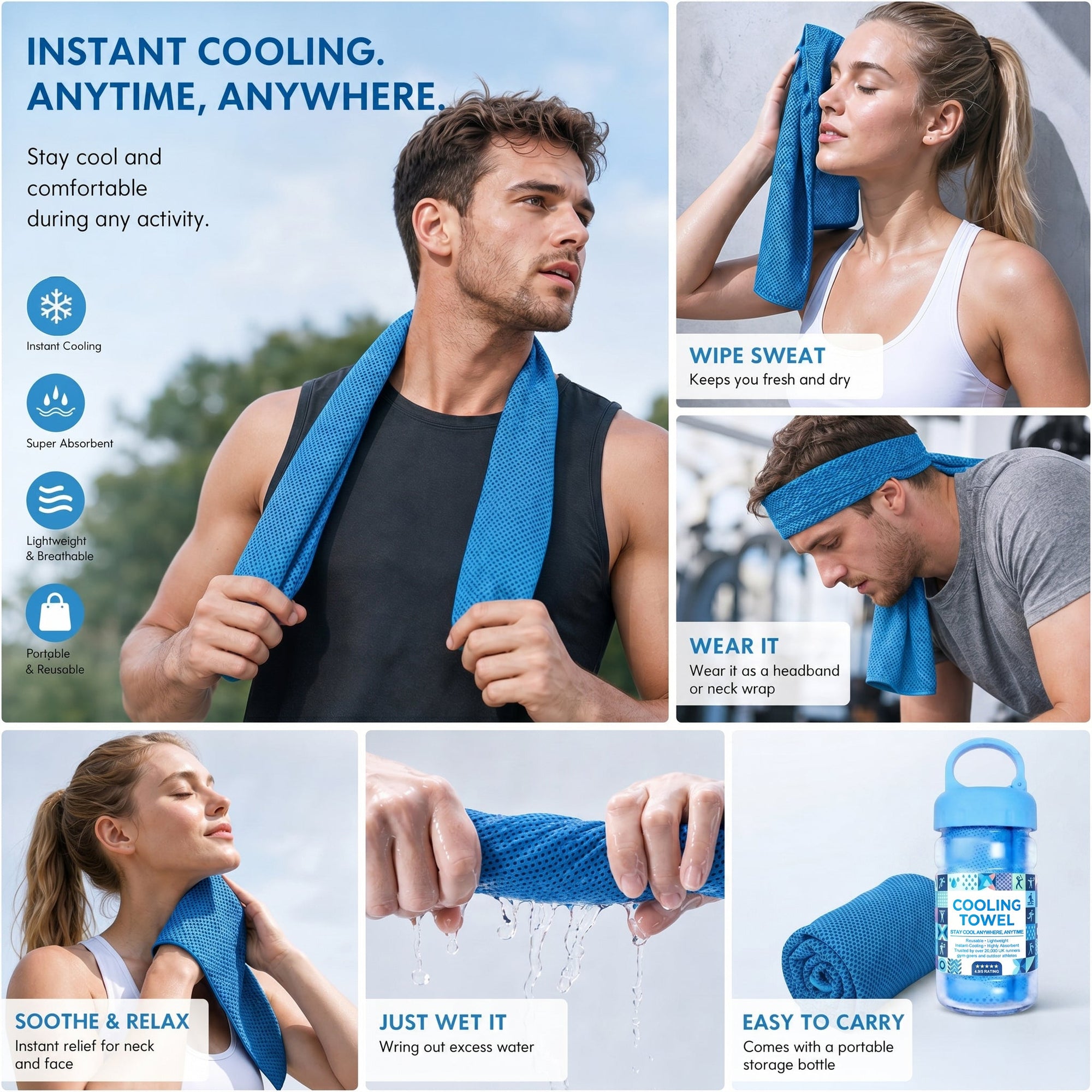 Cold Sweat Kühltuch mit Reiseflasche für die Sommerhitze