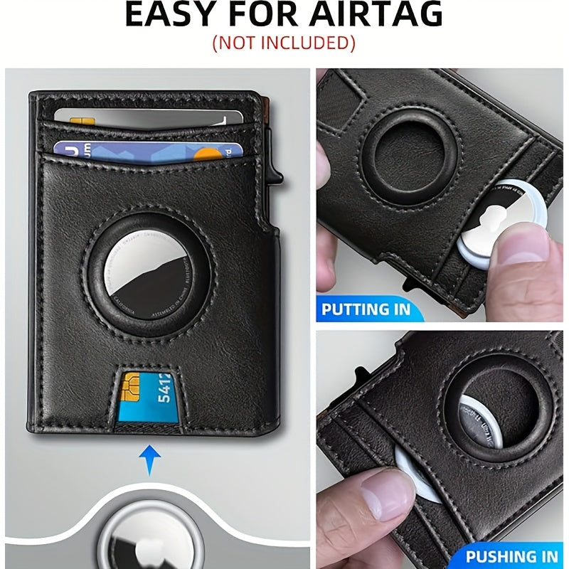 Metal RFID Wallet with Pop-Up Mechanism and Airtag Slot
