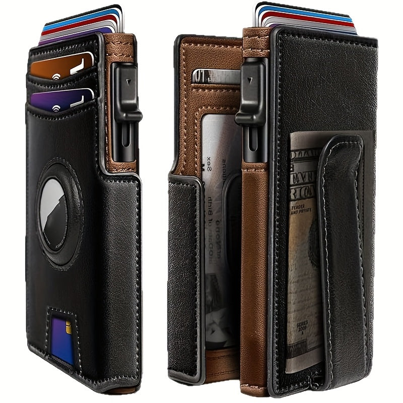 Metal RFID Wallet with Pop-Up Mechanism and Airtag Slot