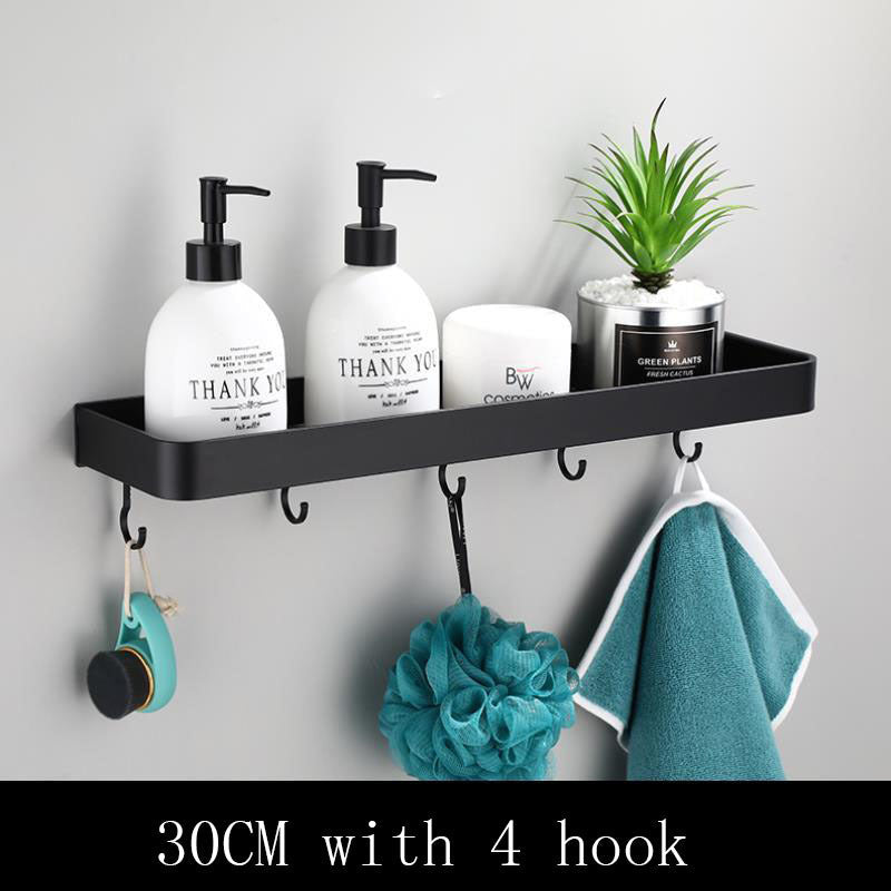 Bathroom Wall Shelf Aluminum Frame Rectangular Mount