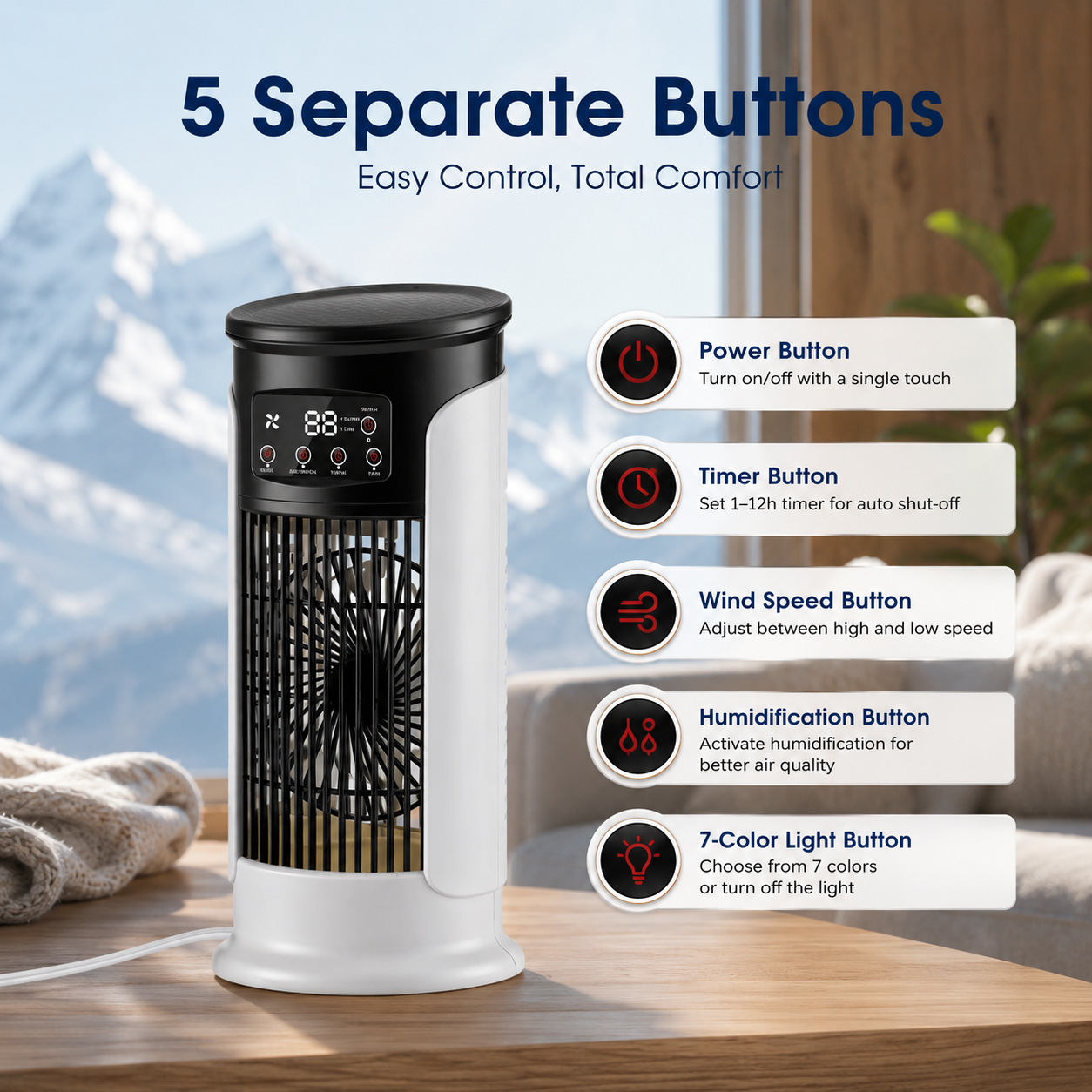 Portable Tower Fan Air Cooler USB Mini Air Conditioner
