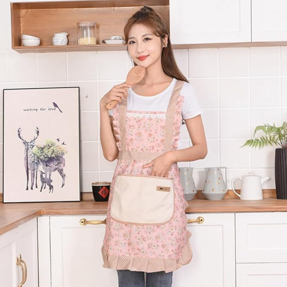 Waterproof Kitchen Apron with Adjustable Neck Strap and Front Pocket