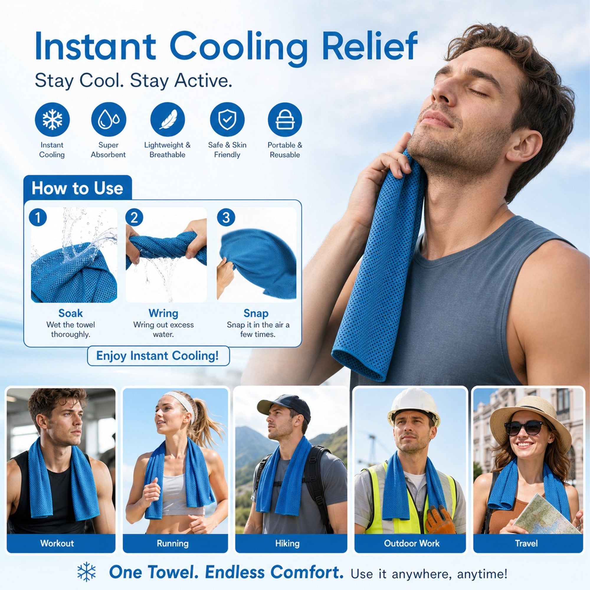Cold Sweat Kühltuch mit Reiseflasche für die Sommerhitze