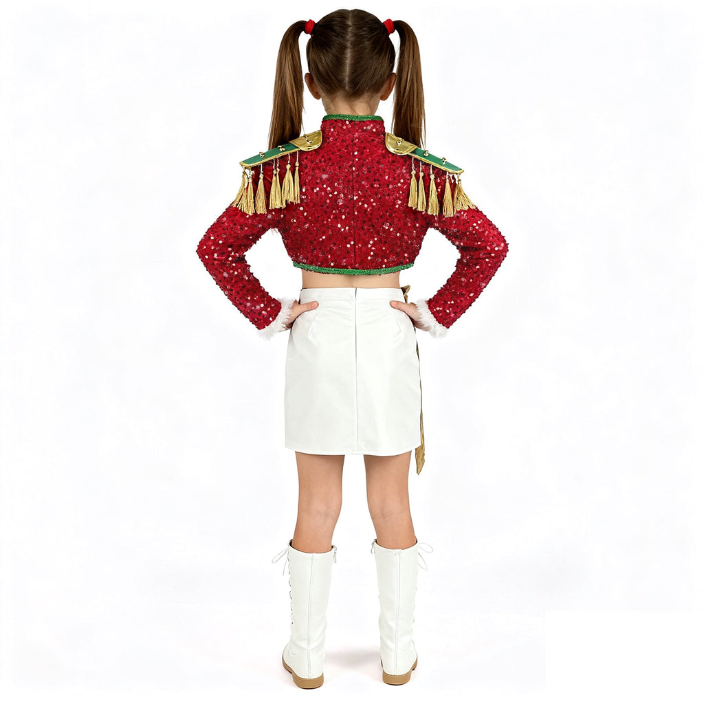 Sequin Crop Top and Skirt Set Women's Costume Two Piece Outfit