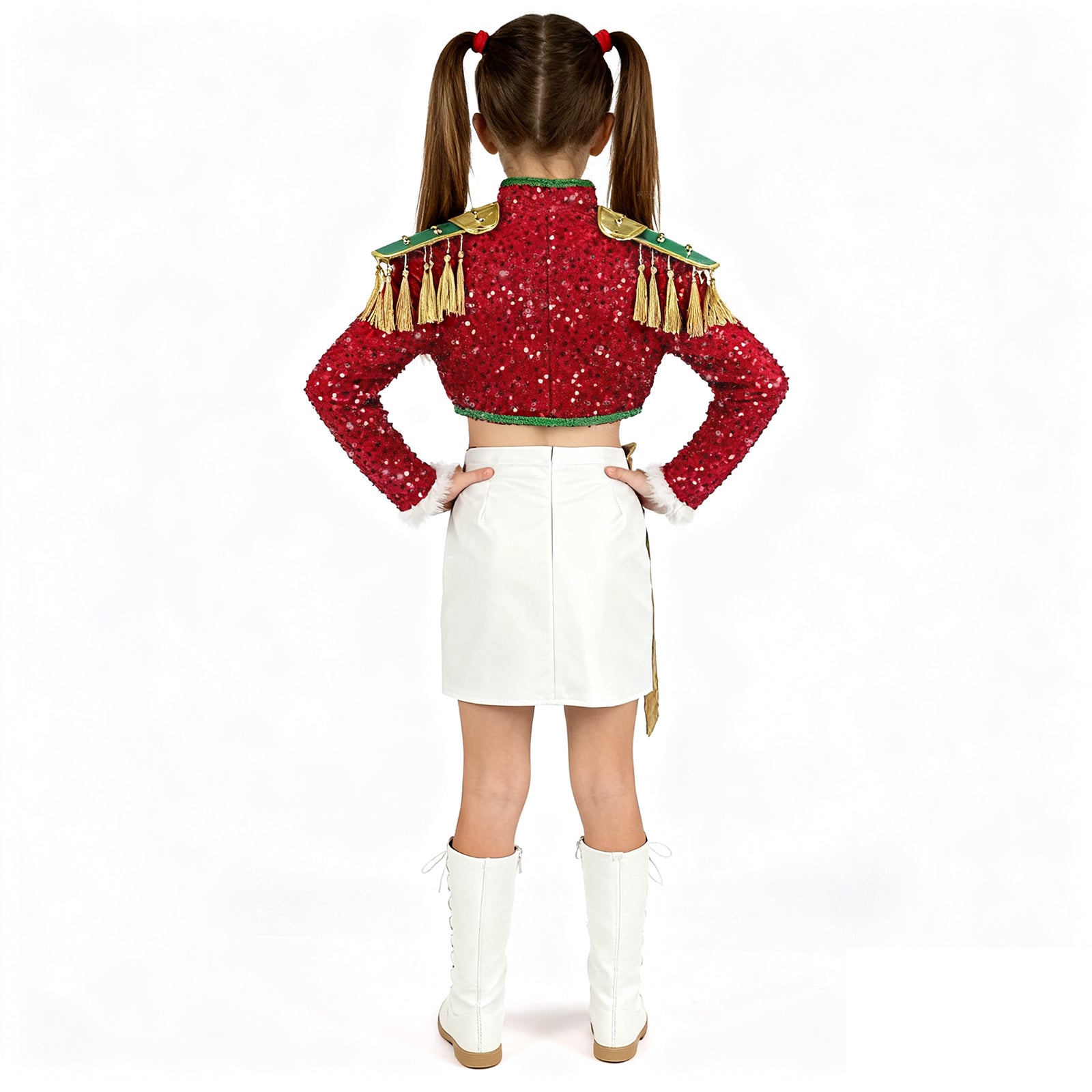 Sequin Crop Top and Skirt Set Women's Costume Two Piece Outfit
