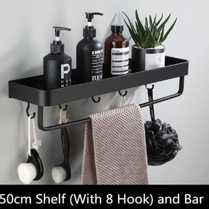 Bathroom Wall Shelf Aluminum Frame Rectangular Mount