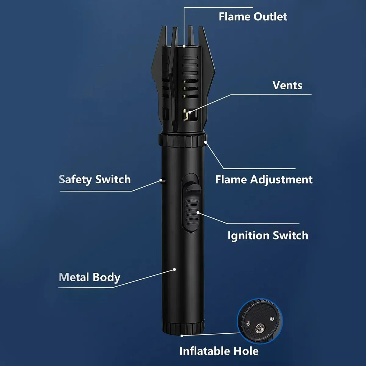 360 Degree Windproof Turbine Refillable Butane Lighter