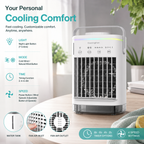 Portable Mini Air Conditioner Fan 4 in 1 USB Air Cooler Humidifier Timer