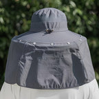 Wide Brim Bucket Hat with Neck Flap and Clip Buttons for Men and Women