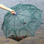 Foldable Polygonal Fishing Cage Net with Six Openings for Minnows Crayfish Crabs