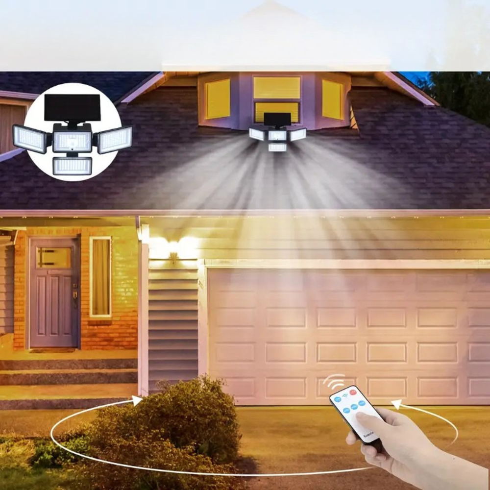 Solar Motion Sensor LED Floodlight Wall Mount Outdoor Light