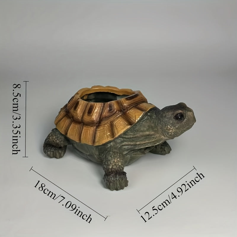 Turtle Shaped Resin Succulent Planter Pot for Small Plants and Cacti