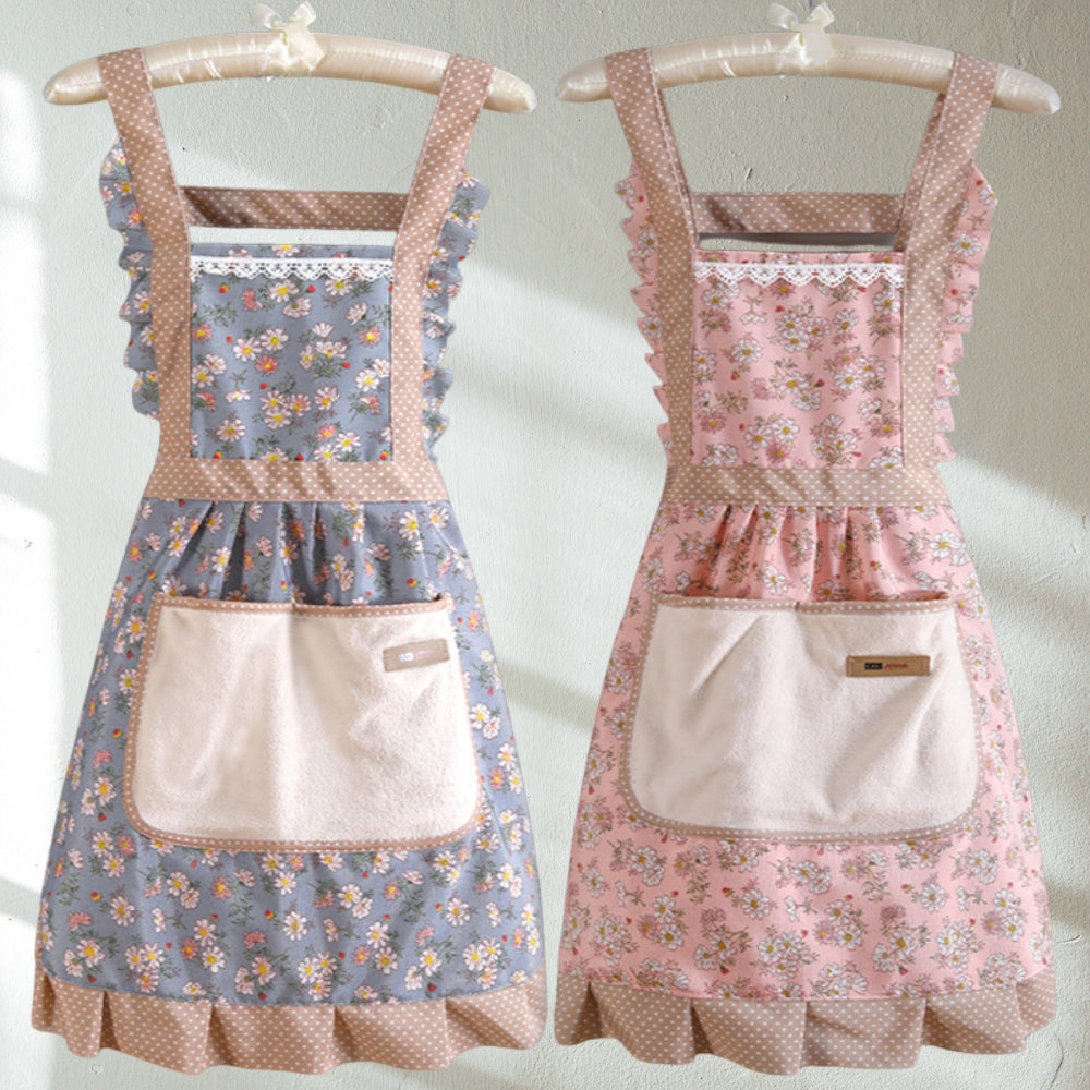 Waterproof Kitchen Apron with Adjustable Neck Strap and Front Pocket