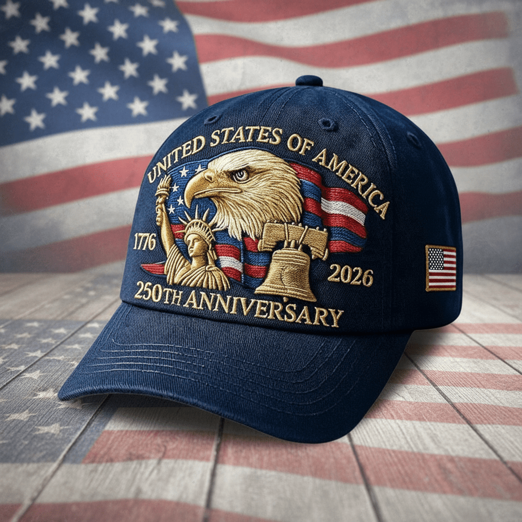 Adjustable Dad Cap Hat USA 250th Anniversary Eagle Patriots