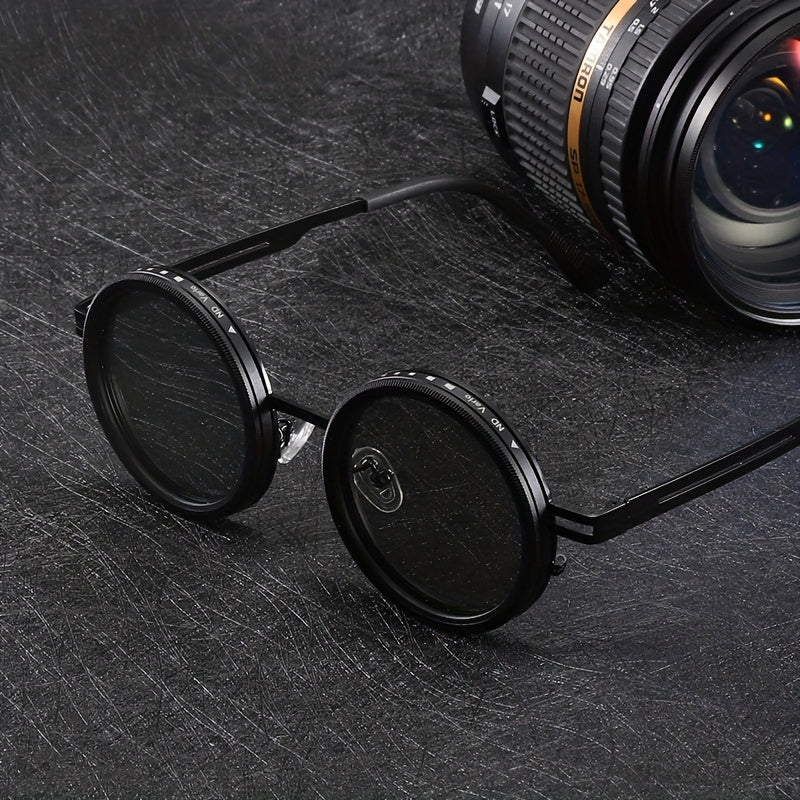 Circular Glasses with Self-Adjusting Color Changing Lenses