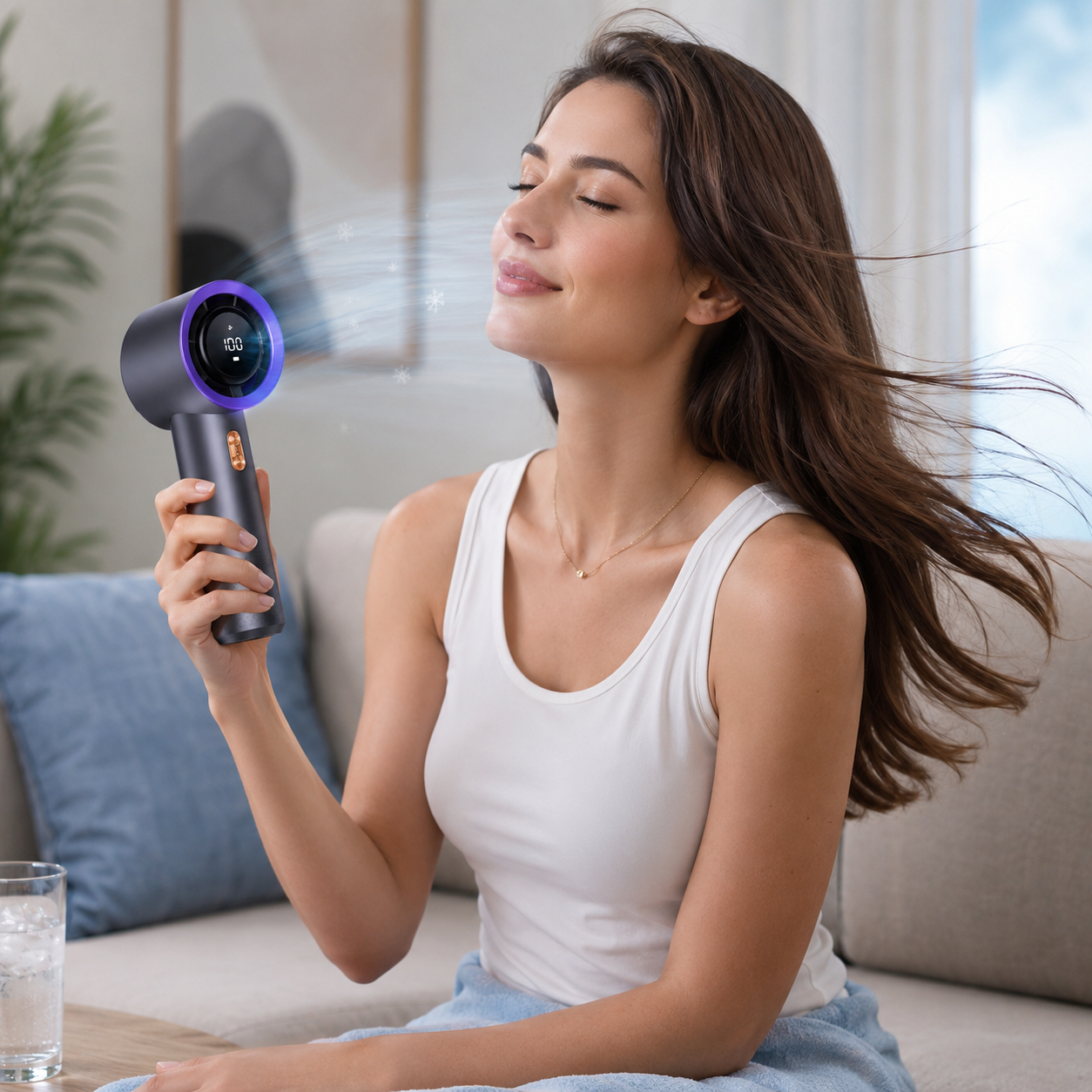 Tragbarer, handgehaltener, blattloser Mini-USB-Ventilator mit hoher Geschwindigkeit und wiederaufladbarem Akku