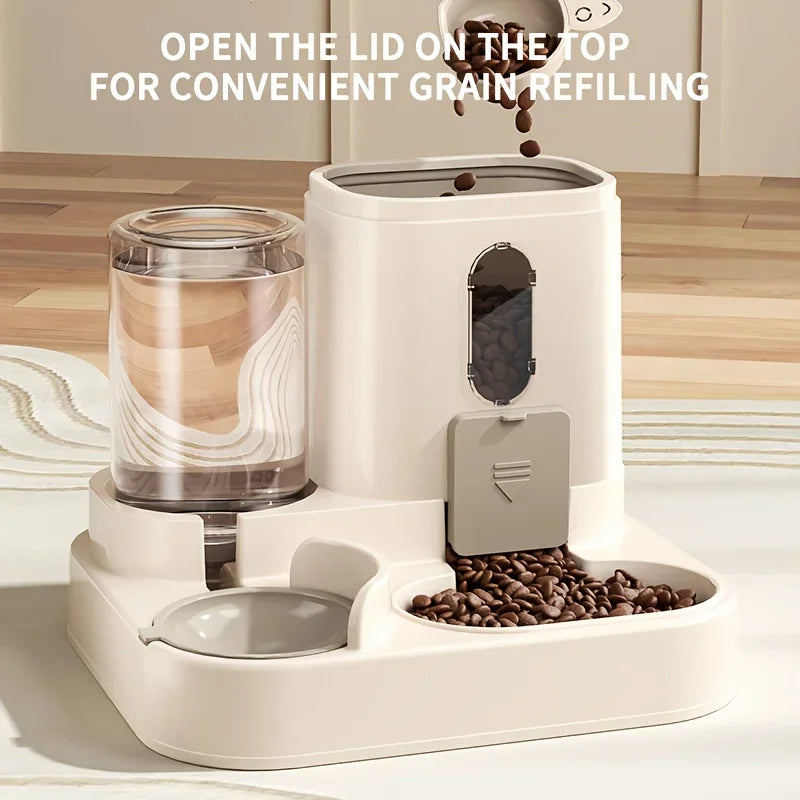 Dog Cat Feeder and Water Dispenser Bowl 2 in 1 Pet Feeding Station