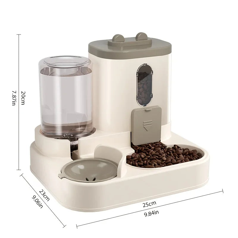 Dog Cat Feeder and Water Dispenser Bowl 2 in 1 Pet Feeding Station