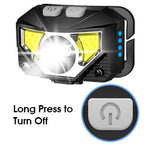 LED Rechargeable Headlamp Flashlight 2-Pack Waterproof Motion Sensor