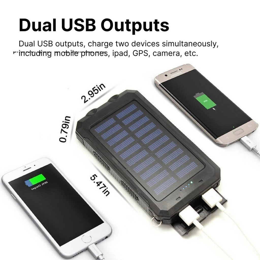 20000mAh Solar Power Bank Portable Waterproof Charger