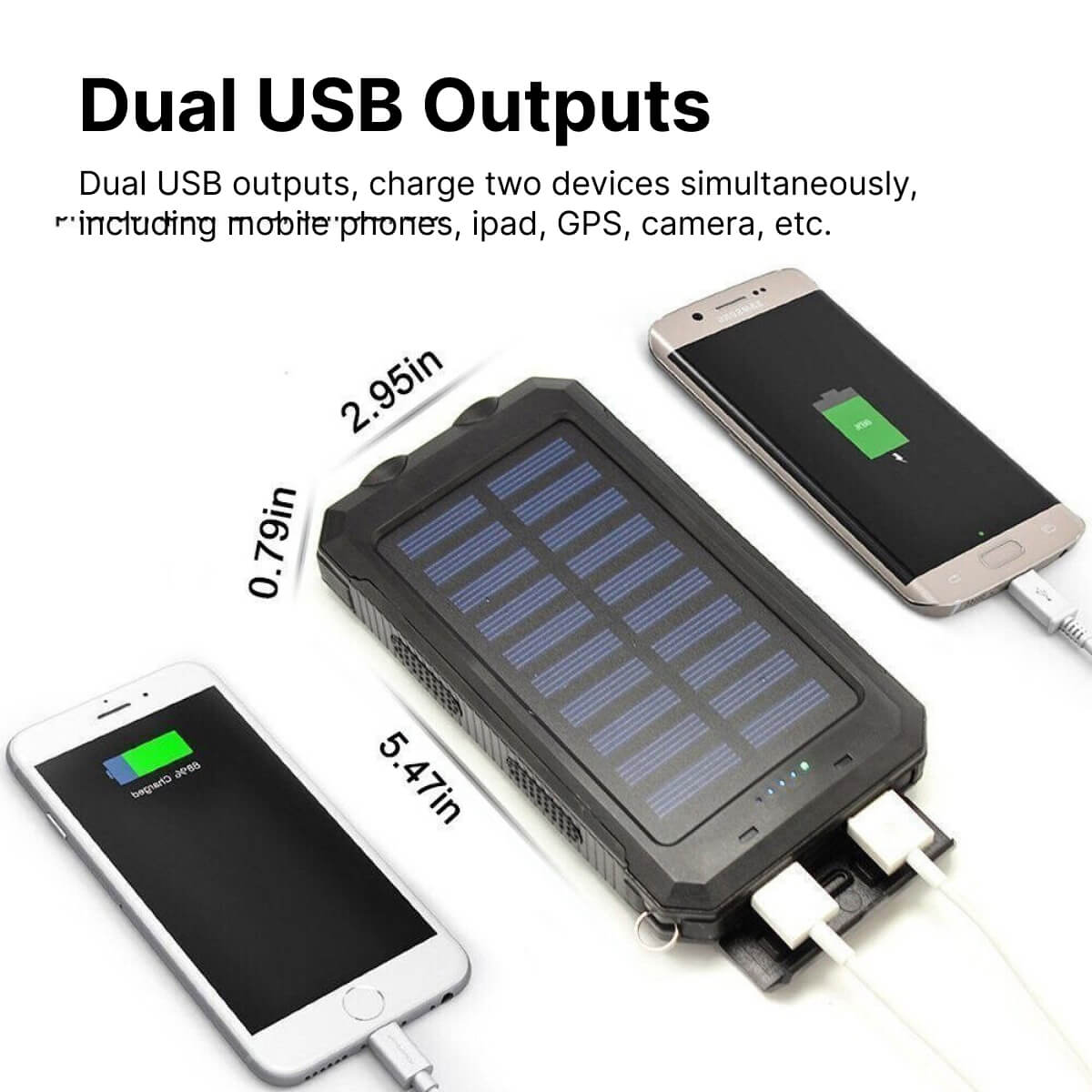 20000mAh Solar Power Bank Portable Waterproof Charger