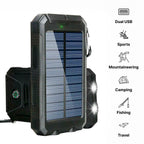 20000mAh Solar Power Bank Portable Waterproof Charger Battery Pack