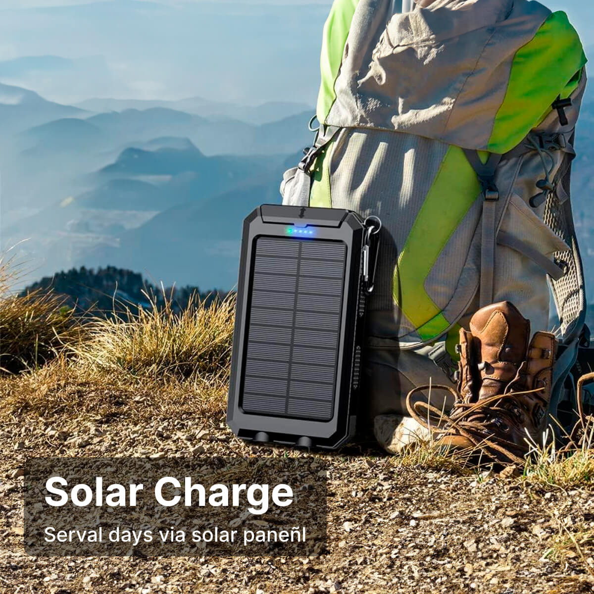 20000mAh Solar Power Bank Portable Waterproof Charger Battery Pack