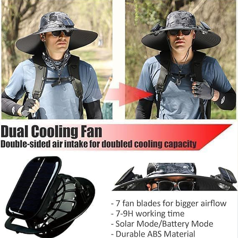 Solar Powered Fan Fishing Hat Outdoor Sun Protection Hat