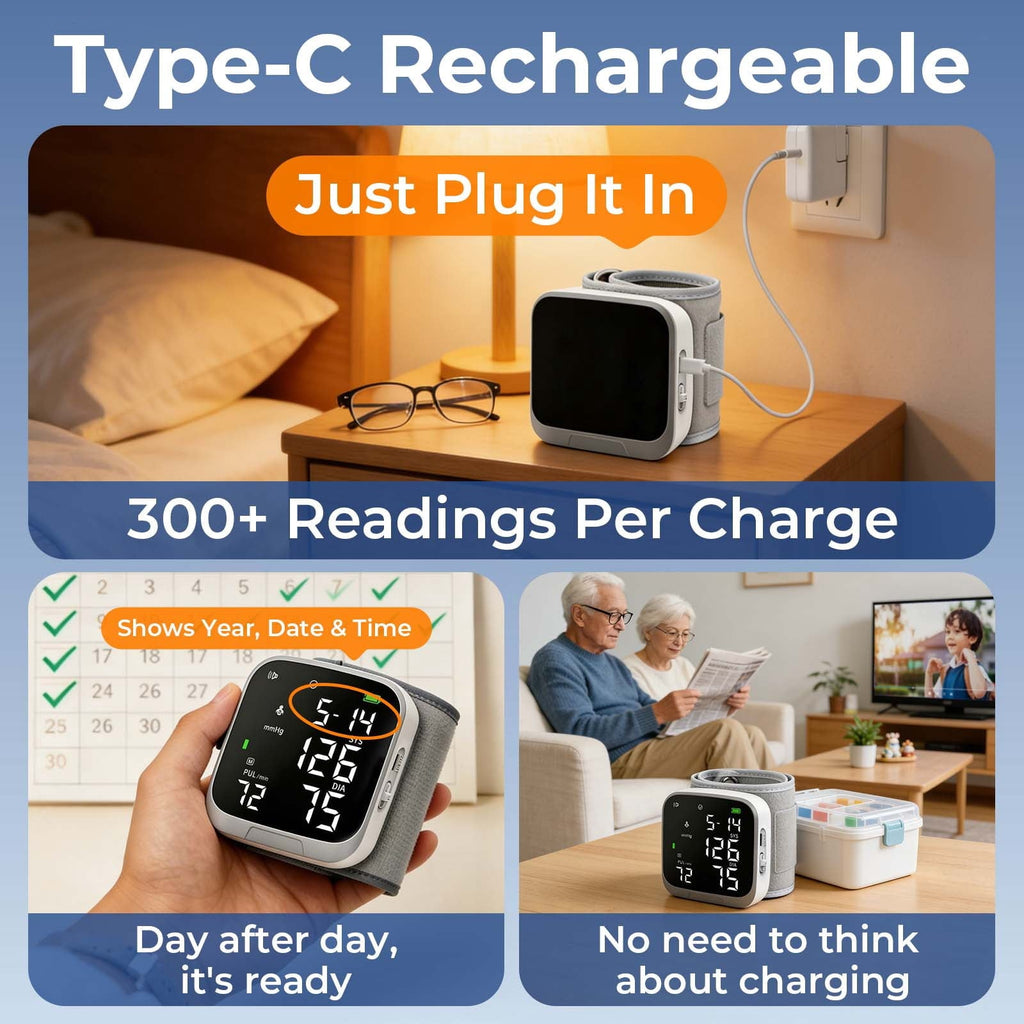 Automatic Rechargeable Wrist Blood Pressure Monitor