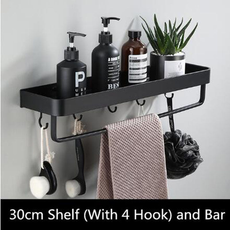 Bathroom Wall Shelf Aluminum Frame Rectangular Mount