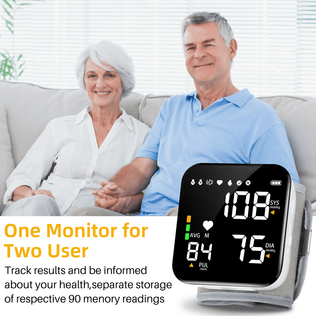 Automatic Wrist Blood Pressure Monitor with Adjustable Cuff Large LCD