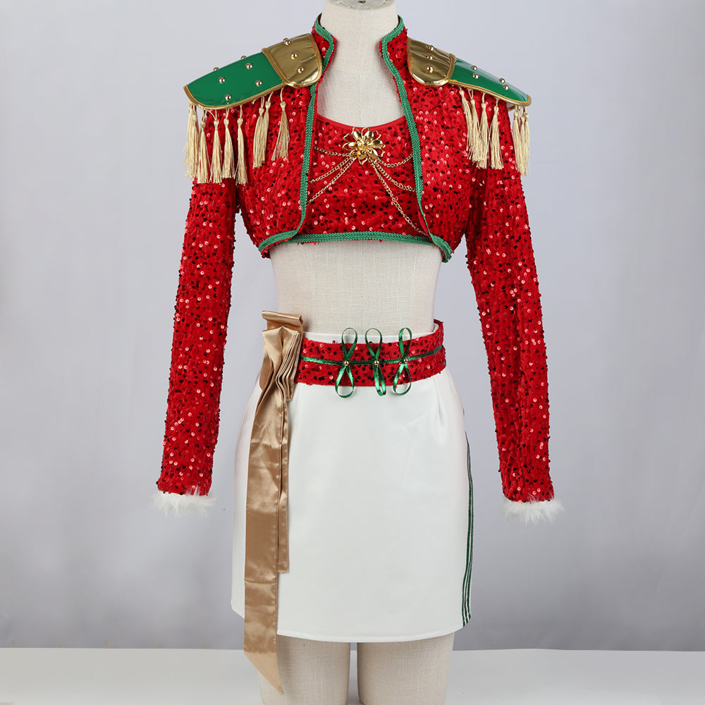 Sequin Crop Top and Skirt Set Women's Costume Two Piece Outfit