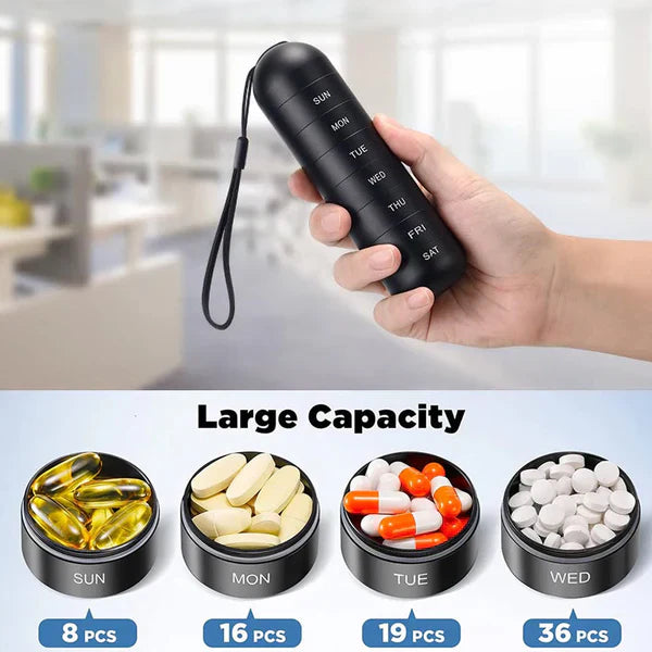 7 Day Aluminum Portable Pill Organizer Medicine Container Box