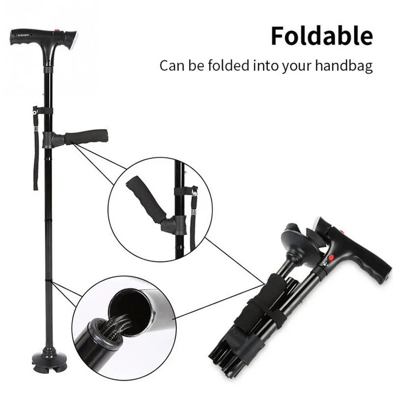 Adjustable Folding Walking Cane Mobility Aid Stick