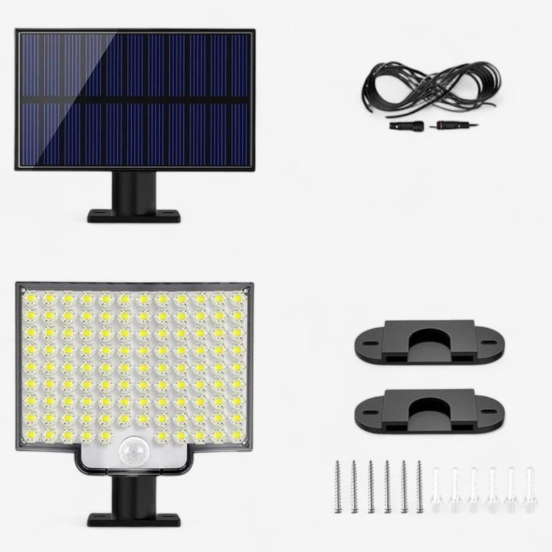 Solar Panel LED Security Light with Motion Sensor Outdoor Wall Mount