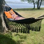 Hammock with Wooden Spreader Bars Hanging Bed Indoor Outdoor