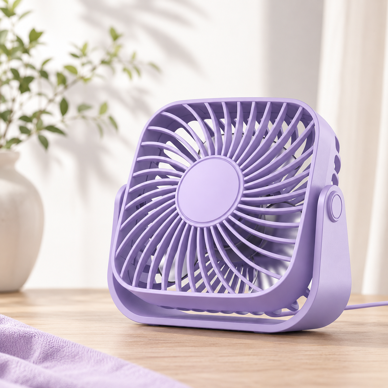 USB Mini Portable Desk Fan 4 Inch 3 Speed Quiet Adjustable Table Fan