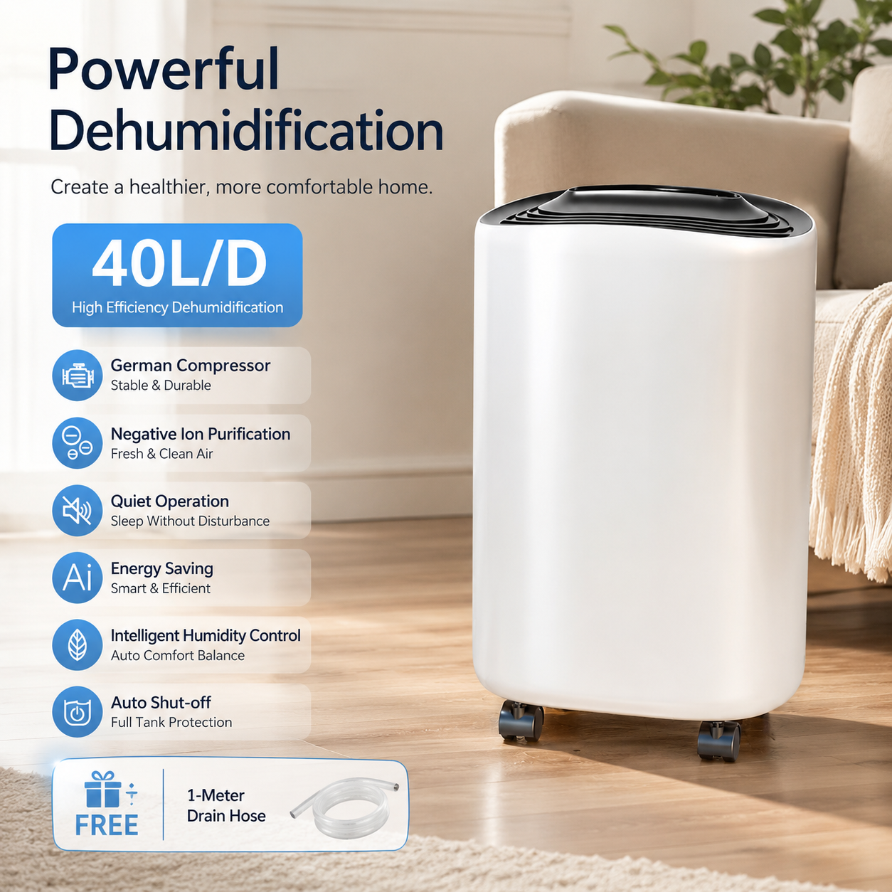 Dehumidifier Air Purifier Portable Moisture Absorber for Home Kitchen Bedroom