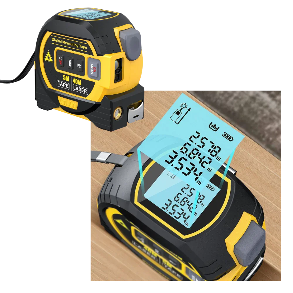 Laser Tape Measure 3-in-1 Volume Distance Area Measurement 40 Meter