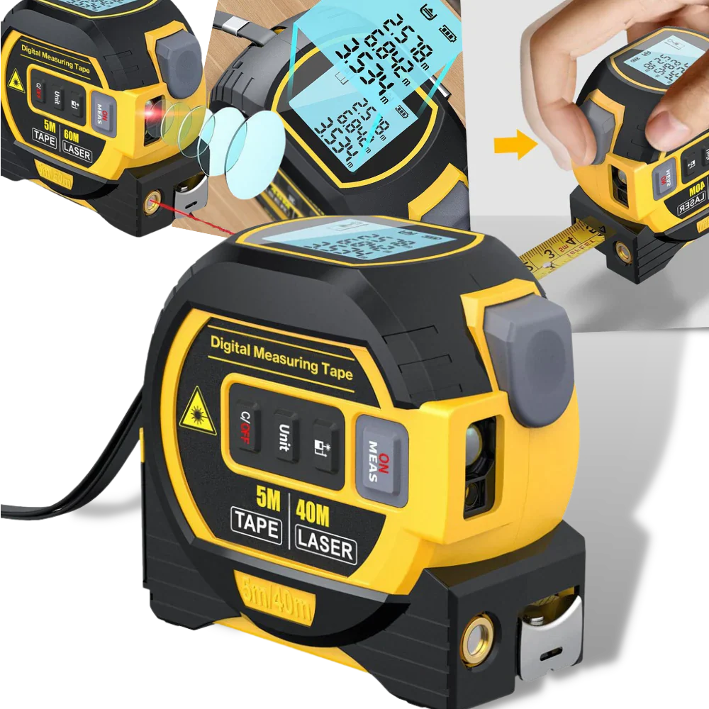 Laser Tape Measure 3-in-1 Volume Distance Area Measurement 40 Meter