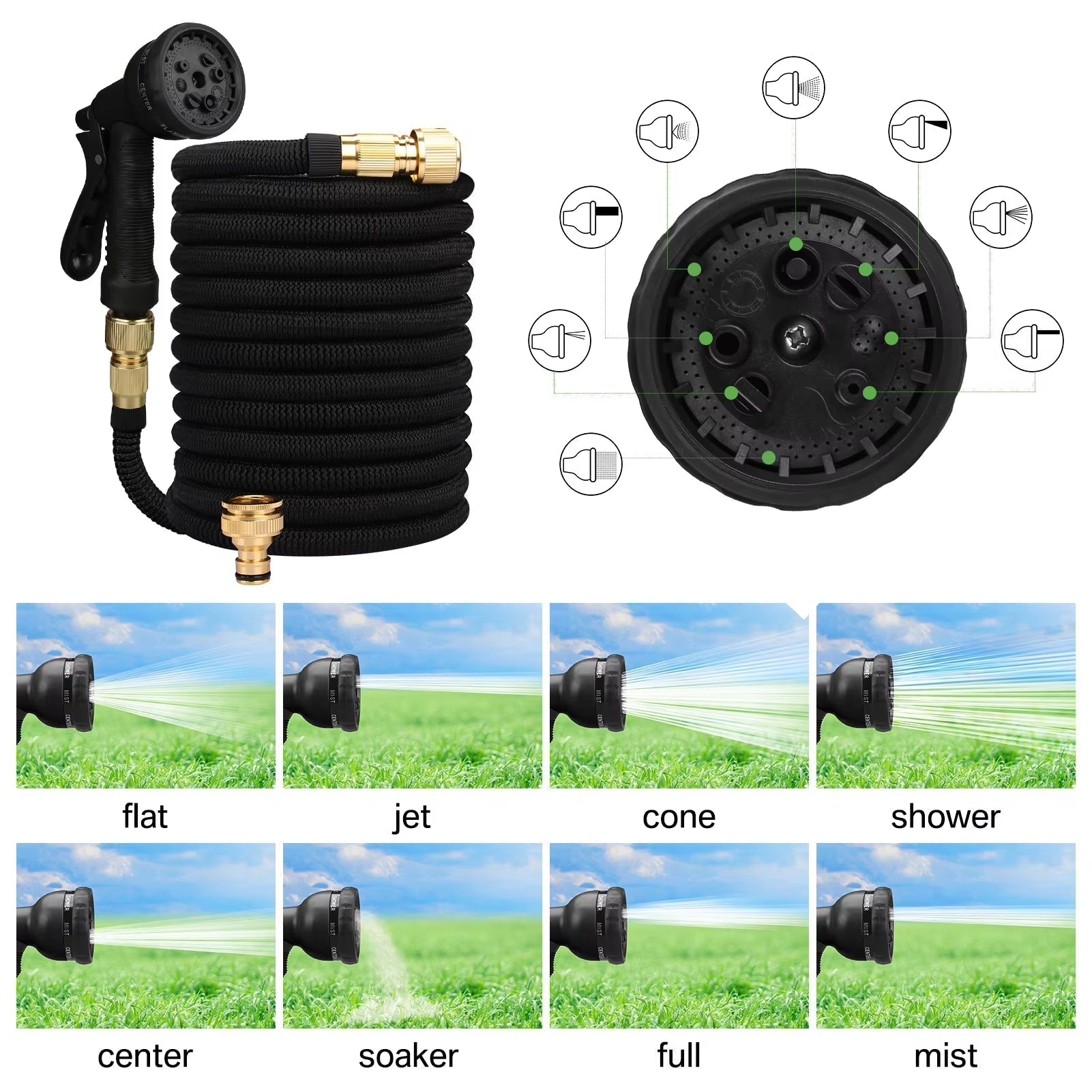 Expandable Garden Hose 30 Meter Anti-Kink Tangle-Free Durable Hose