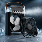 Portable 3-in-1 Air Cooler Humidifier USB Desktop Fan with LED Light