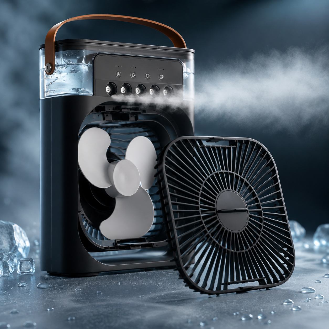 Portable 3-in-1 Air Cooler Humidifier USB Desktop Fan with LED Light