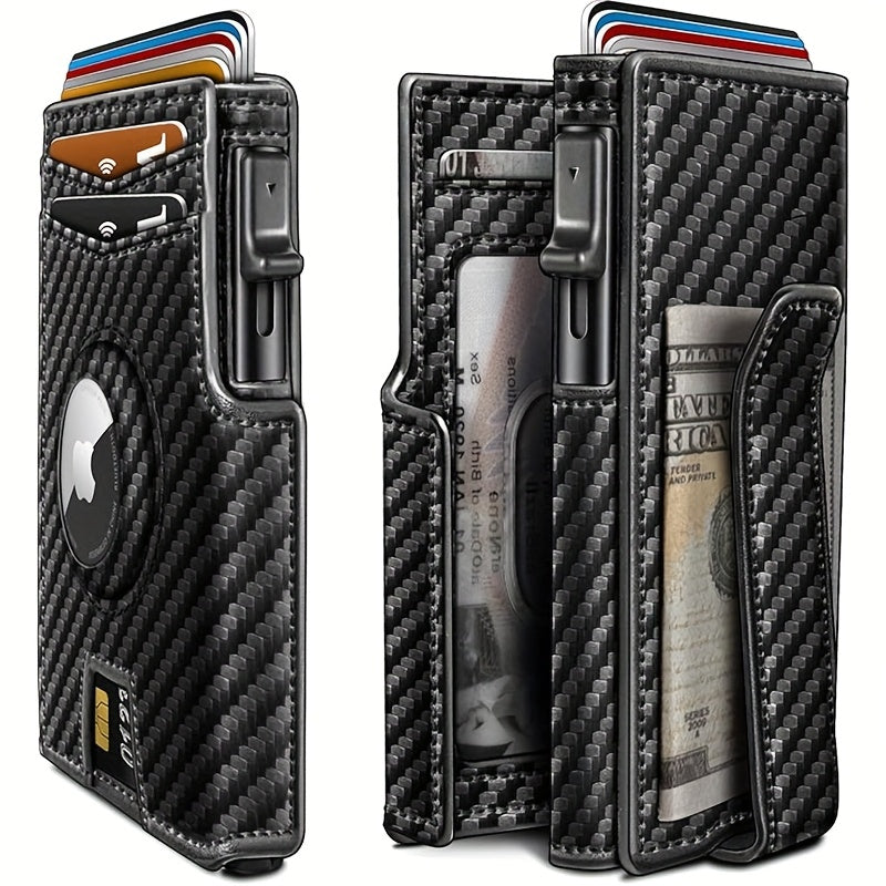 Metal RFID Wallet with Pop-Up Mechanism and Airtag Slot