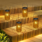 Solar Hanging Lanterns Set Outdoor Waterproof LED with Automatic Switch