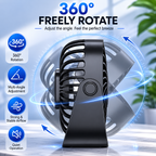 USB Mini Portable Desk Fan 4 Inch 3 Speed Quiet Adjustable Table Fan