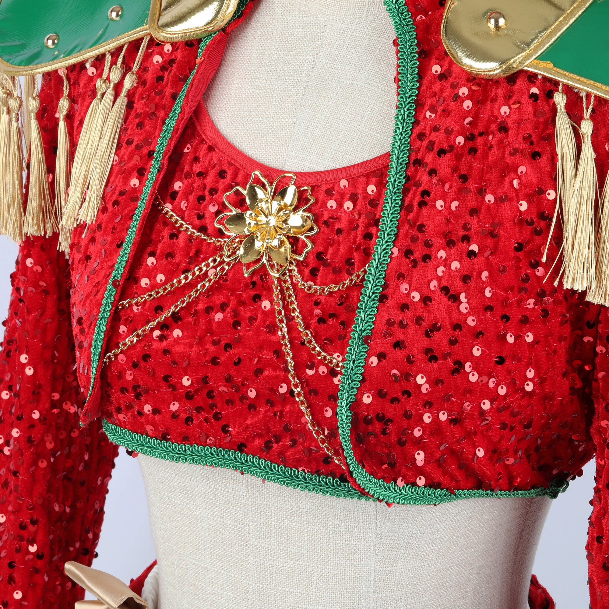 Sequin Crop Top and Skirt Set Women's Costume Two Piece Outfit