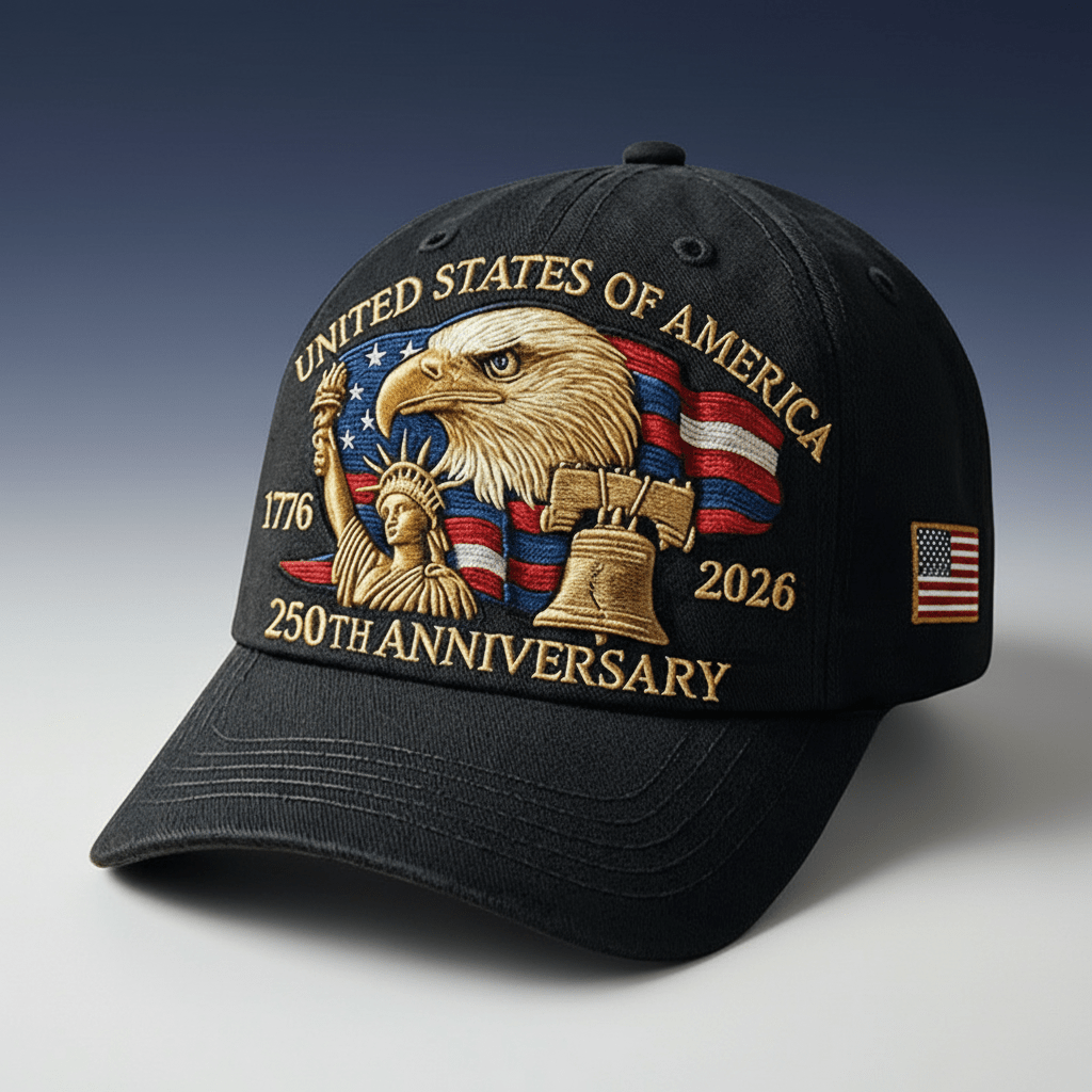 Adjustable Dad Cap Hat USA 250th Anniversary Eagle Patriots