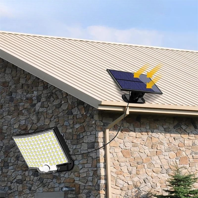 Solar Panel LED Security Light with Motion Sensor Outdoor Wall Mount
